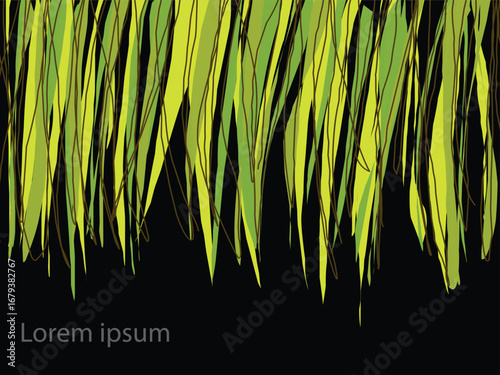 abstract curtain creeper plant hanging down colorful design illustration