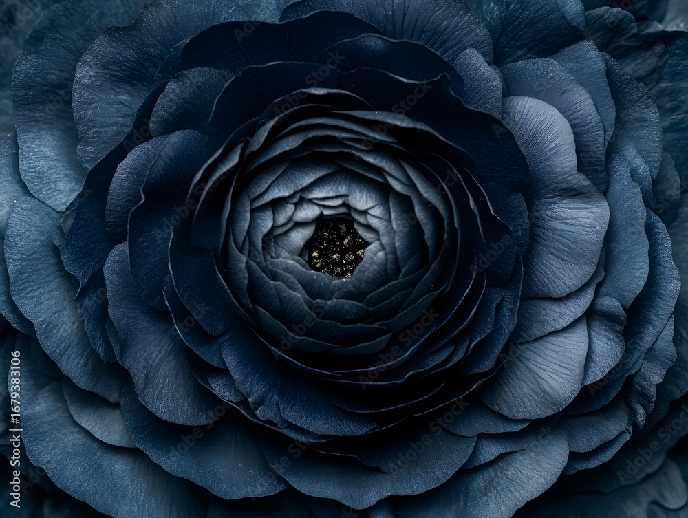Obraz premium Closeup Dark Blue Ranunculus Flower Petals Texture