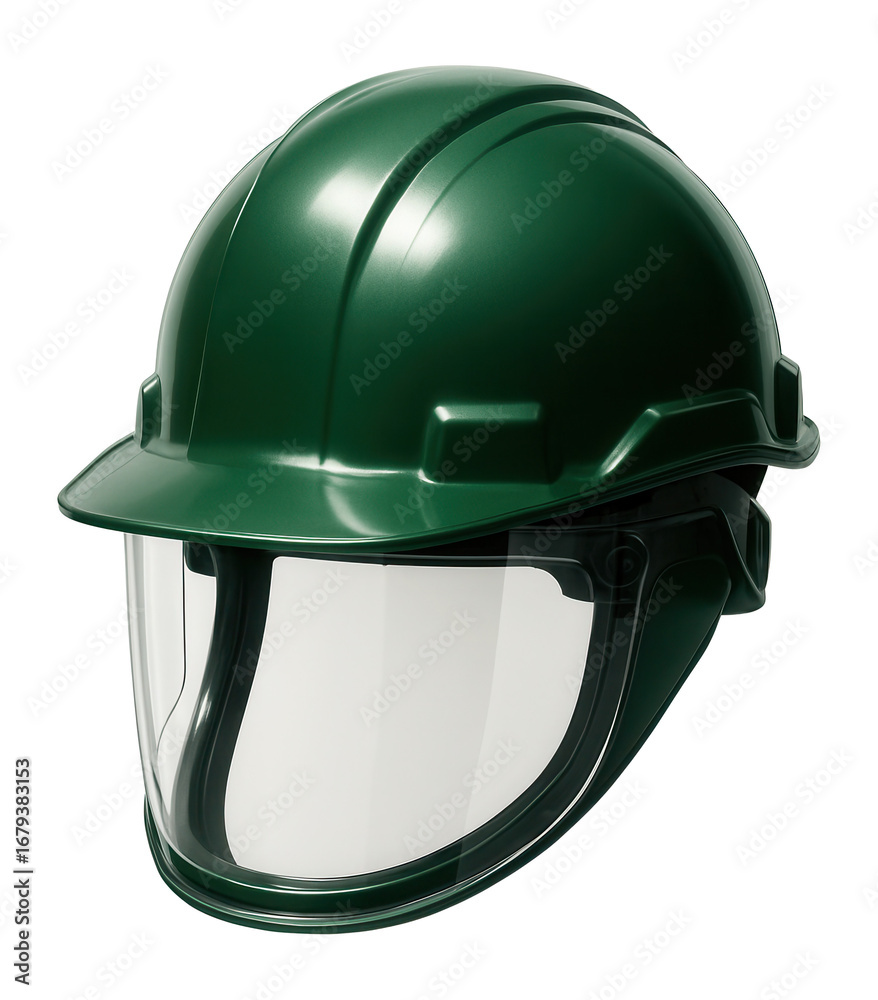 Naklejka premium Green safety helmet with integrated visor