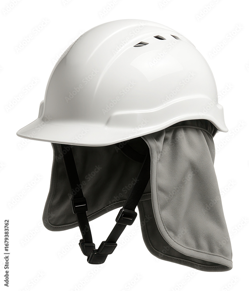 Fototapeta premium White safety helmet with neck protector