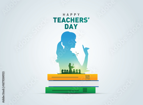 Happy Teacher's day concept vector illustration background. Creative teacher's day vector education concept.