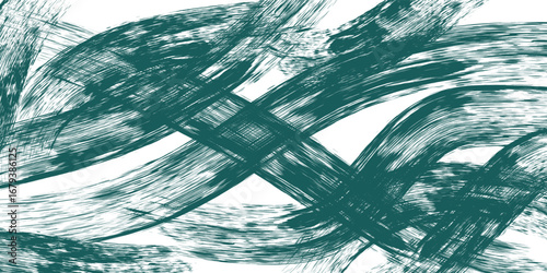 Hand drawn grainy green brush stroke with spray texture. Rough thick brush stroke texture. Grunge distress damaged old banner with zigzag bold line. Spray green trend paint effect vector background.