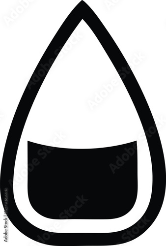 Simple black water droplet icon with liquid fill graphic symbol for hydration and purity concepts