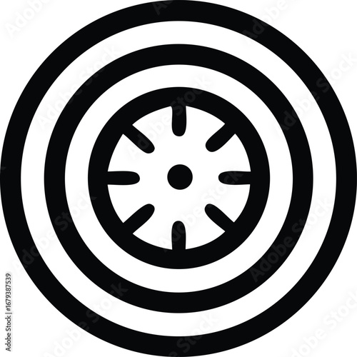 Concentric circles and central target symbol icon represents focus precision aim and goal achievement abstract geometric design element