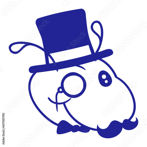 Caterpillar Sir Rich Man Monocle Glasses Top Hat