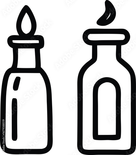 Two oil lamps icon a simple outline design for aromatherapy wellness and spa services clean minimalist aesthetic