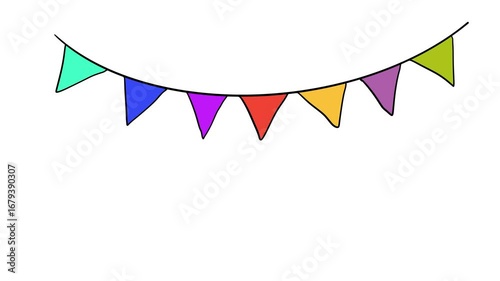 Colourful triangle flag on white background