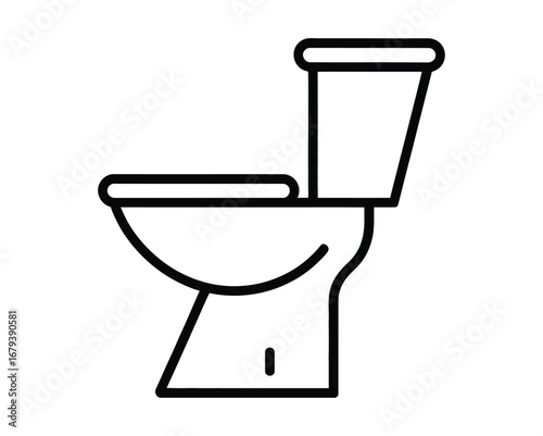 Toilet line icon bowl sanitaryware vector bathroom. Bidet toilet line icon