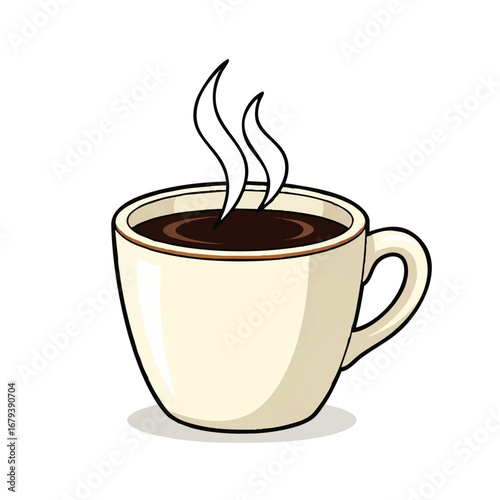 Steaming cup of rich dark coffee offering warmth and a cozy morning boost