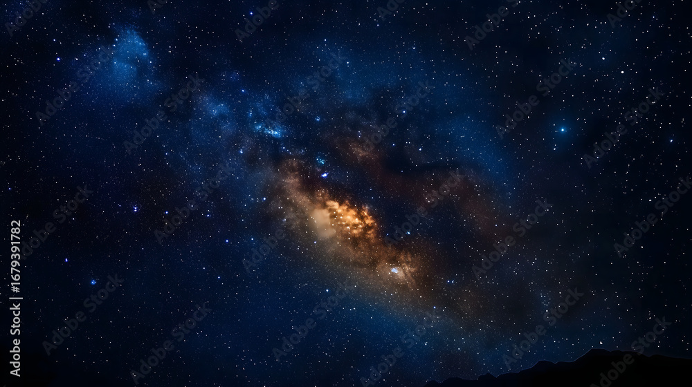 Fototapeta premium Majestic Milky Way shines brightly across the night sky, surrounded by countless stars.