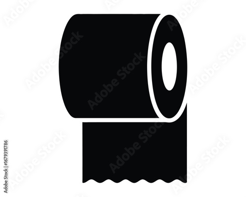 Toilet paper roll or tube icon design, template for wc. Bathroom hygiene icons, kitchen cleaning towel. Blank soft scroll product.