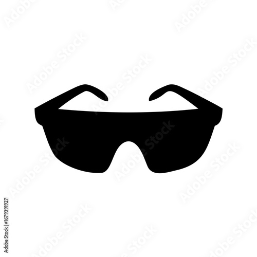 Silhouette of classic sunglasses with thick frames isolated on a white background