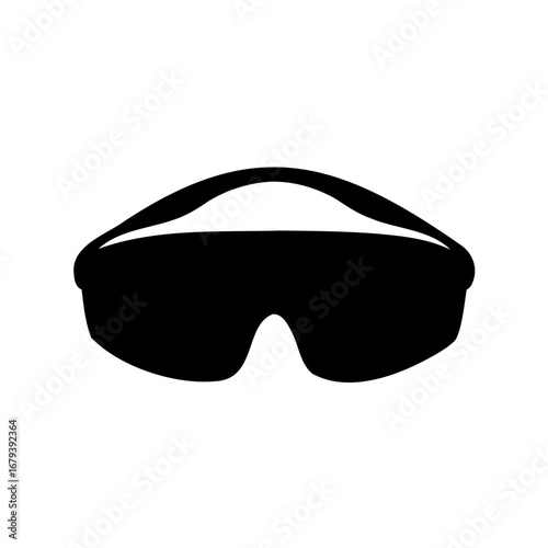 Black silhouette of sporty sunglasses or goggles used for sports or protection