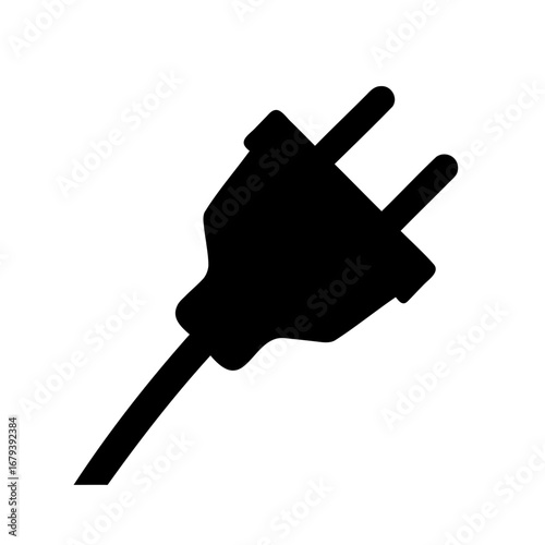 A simple illustration of an electrical plug in black and white format
