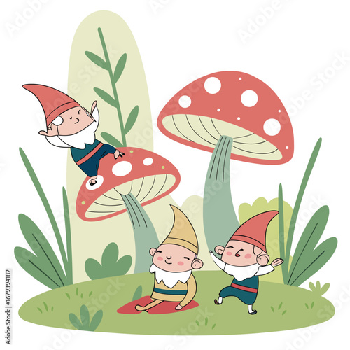 tiny-garden-gnomes-doing-yoga-in-mushroom-gardens- (1).eps