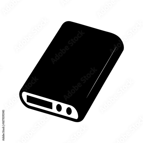 Black power bank vector illustration, portable charging device for electronic devices
