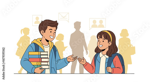 Students Chatting And Interacting Happily After A Day At School