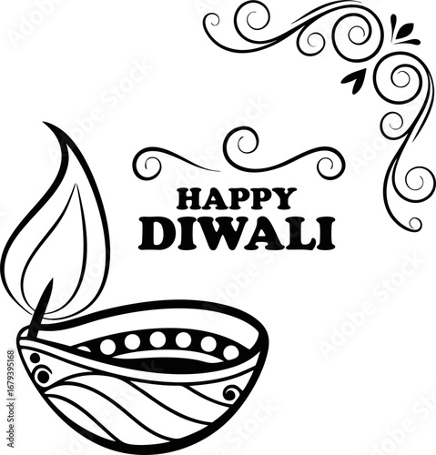 happy diwali text design vector