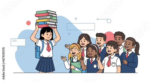 Students Celebrating With Books, Education, and Community, Ready For School Year
