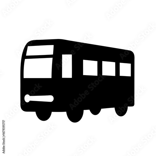 Minimalist black silhouette illustration of a bus on white background, simple vector