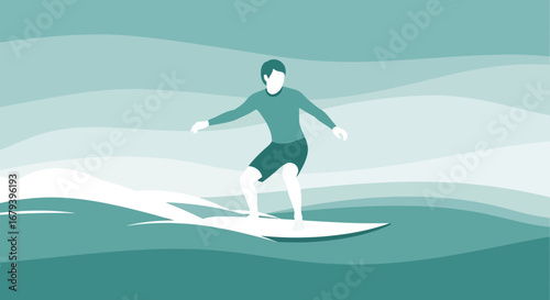 Surfer Enjoying The Thrill Of Riding A Wave With Oceanic And Atmospheric Elements