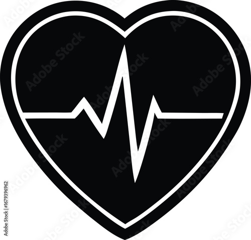 Iconic heartbeat symbol inside a heart shape representing health and cardiology cardiology medical symbol heart beat