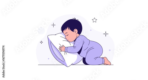 Sleeping Newborn Resting On A soft Pillow Under The Magical Celestial Background