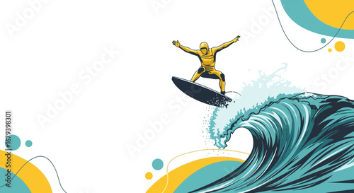 Surfing Enthusiast Soars Above Powerful Oceanic Wave During Summer Adventure