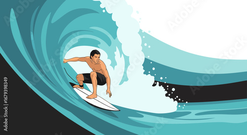 Surfing The Barrel Ride, Capturing the Awesome Power of the Ocean Waves Perfectly