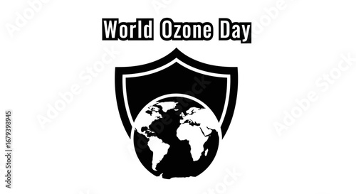 Vector art of world ozone day shield with earth illustration