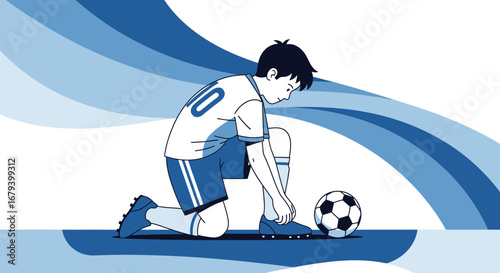 Soccer Player Prepares For The Game, Adjusts Shoes, Ready To Compete And Score Goals