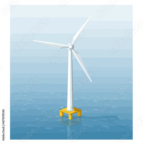 Floating Offshore Wind Farm Technology Illustration