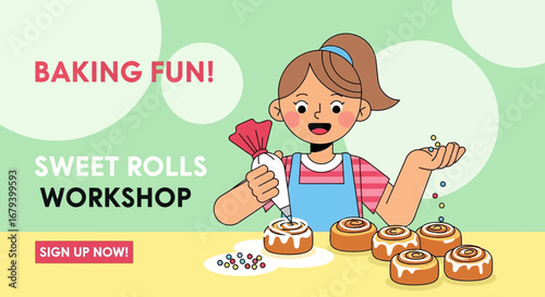 Sweet Roll Workshop Featuring Joyful Baker Decorating Delicious Baked Goods for Delightful Fun