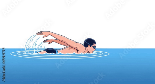 Swimmer Executing Breaststroke Technique In Water, Demonstrating Proper Form and Efficiency