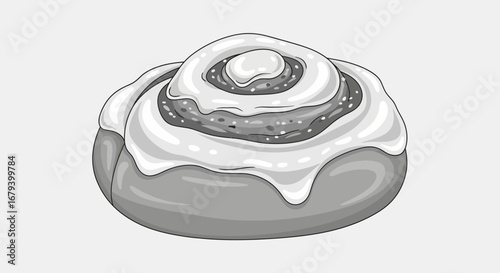 Sweetly Decorated Cinnamon Roll Illustration Depicting Delicious Baking Treats