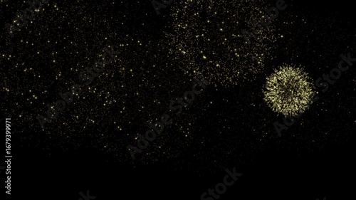 Golden fireworks animation on transparent background alpha channel