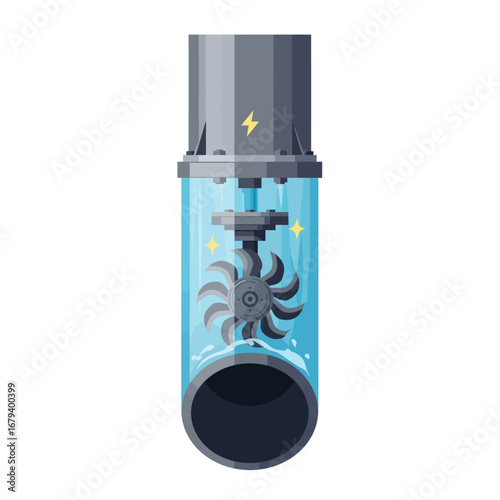 Modern Hydroelectric Dam Turbine Vector Icon
