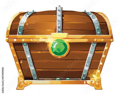 Ornate treasure chest with a glowing keyhole, a valuable objective for a magical quest-based Game