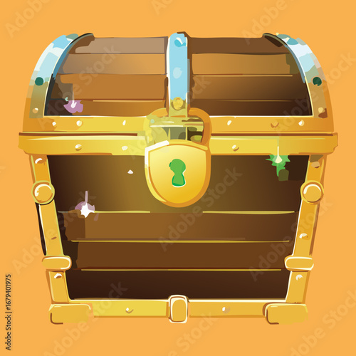 Ornate treasure chest with a glowing keyhole, a valuable prize for a fantasy adventure Game