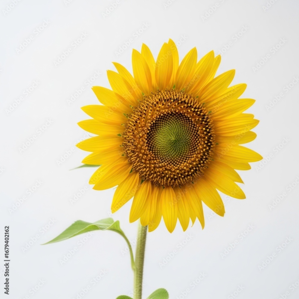 Fototapeta premium Single sunflower against white background