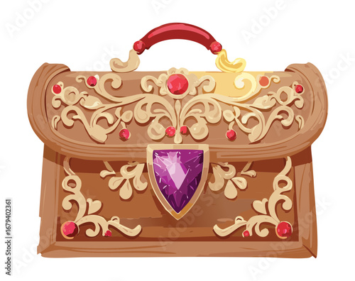 Royal purple treasure chest with gold details, a high-value loot container for a fantasy role-playing Game
