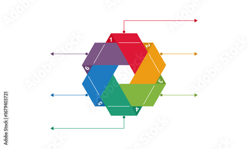 infographic 6 venn diagram with callout arrow for label, vector illustration isolated on white background