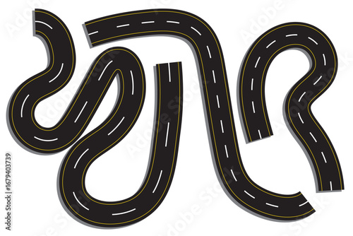 straight asphalt road icon set going to the distance on white background . eps 10
