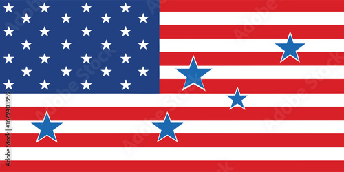 American flag with five blue stars on red and white stripes