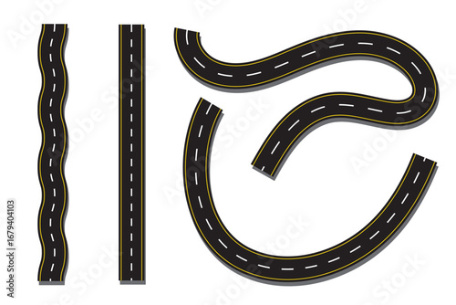 road icon vector set . curve road icon . eps 10