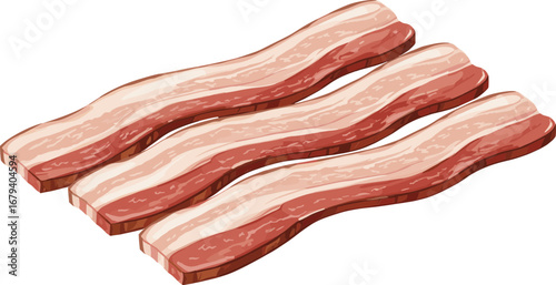 Grilled Bacon Slices Vector Illustration, Transparent Background Icon
