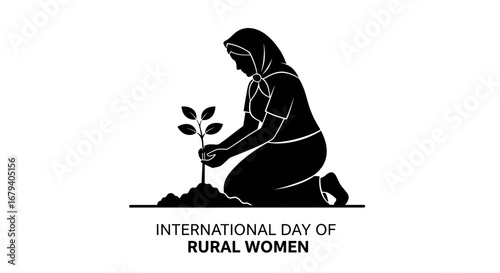 Vector art of woman planting a sapling for international day of rural women
