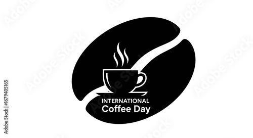 Vector art of international coffee day logo with coffee bean and cup