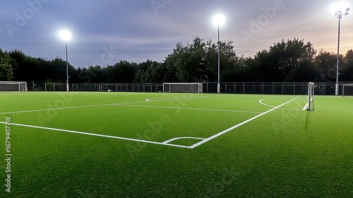 Floodlit all weather 3G artificial grass football