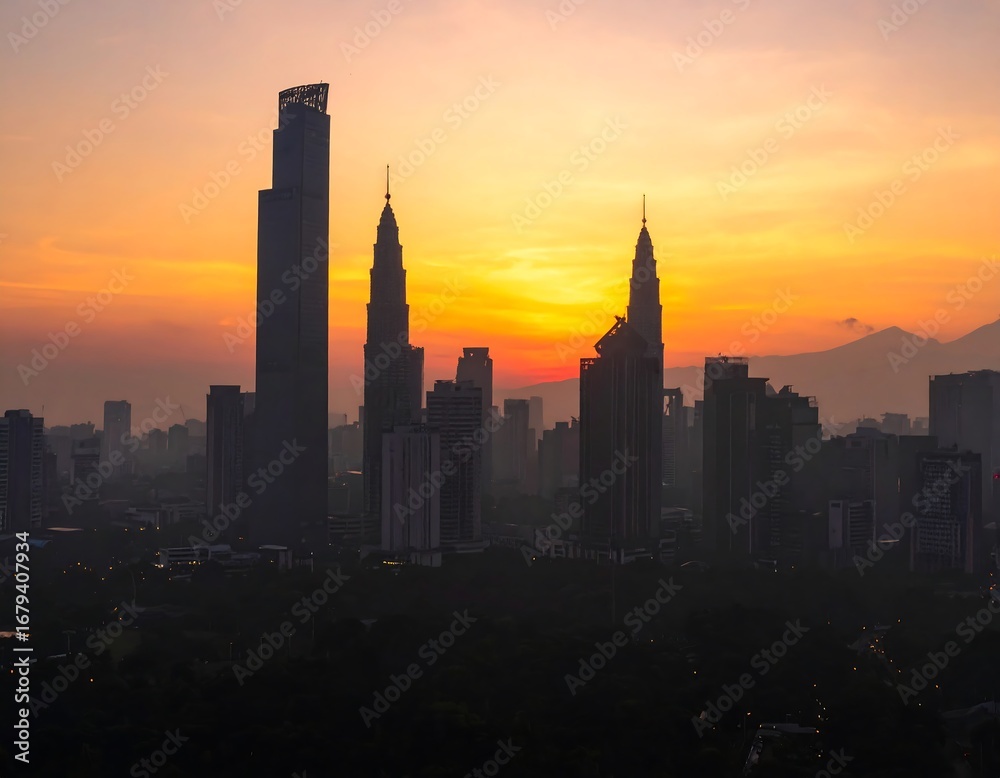Fototapeta premium City skyline at sunrise